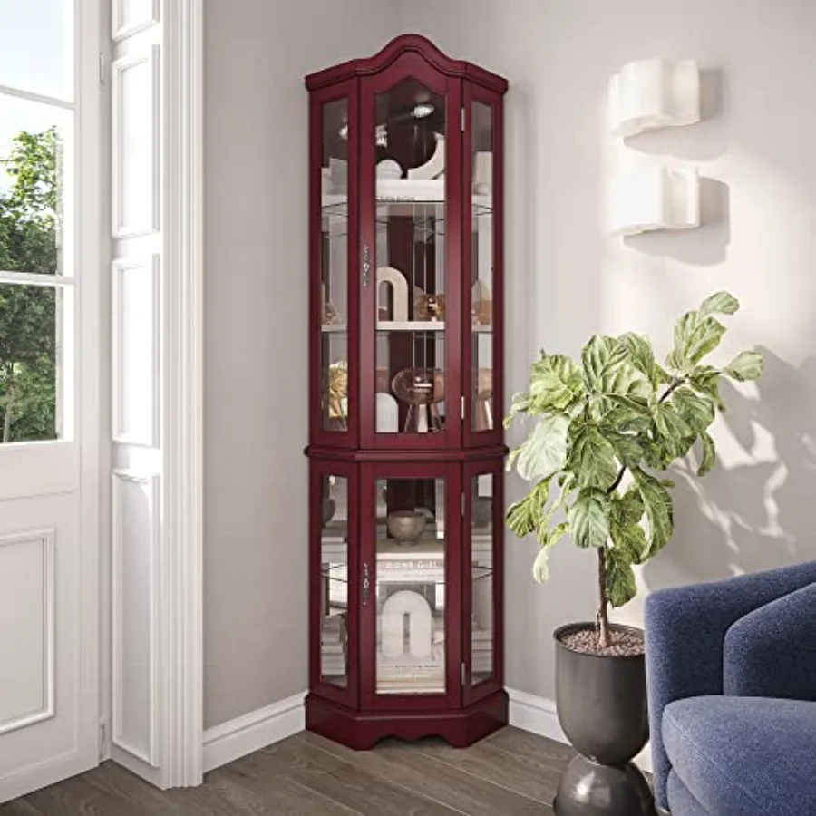 Storage & Organization - Lemari pajangan sudut dengan lampu, bagian