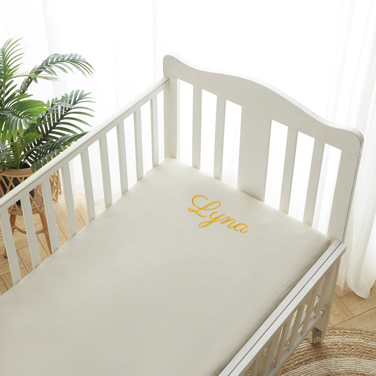 Muslin Cotton Bedspread - Nama pribadi bordir Muslin seprai tempat