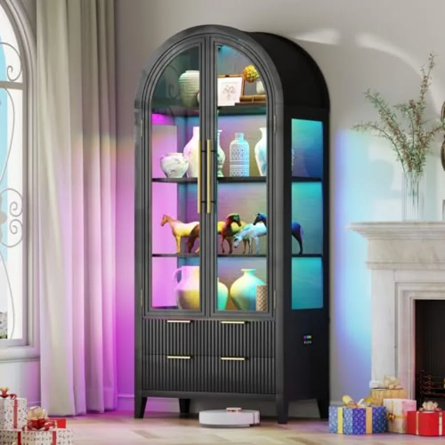 Lighting - Lemari pajangan dengan desain lengkung, pintu