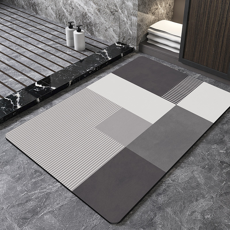 Quick Dry Diatomite Bath Mat - Keset Kamar Mandi Geometris Nordik dari