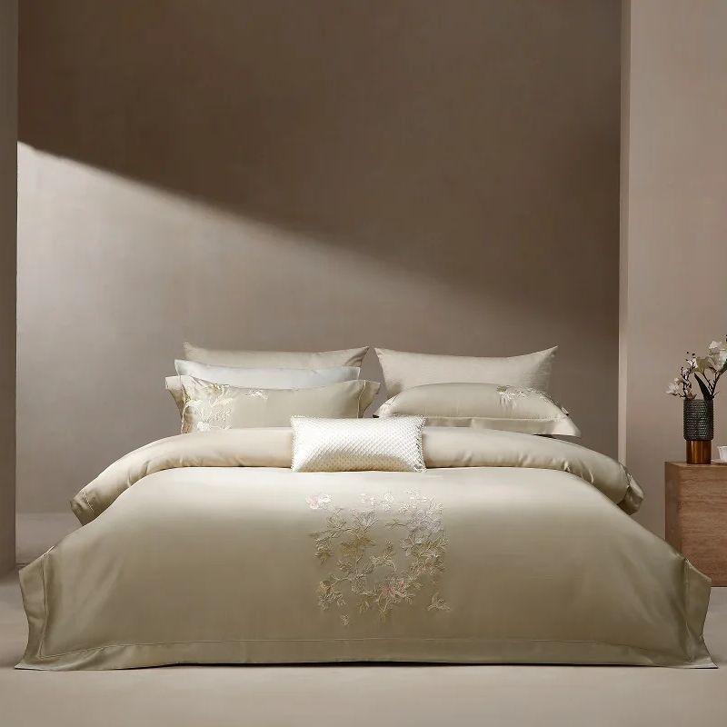 Aesthetic Floral Duvet Cover - Set Sprei Mewah Bordir Bunga Katun