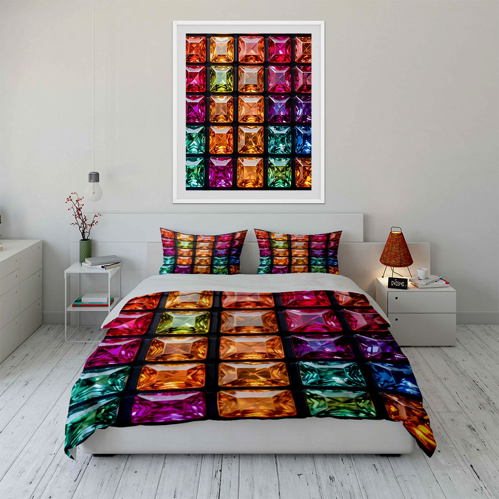 Set Sprei Motif Batu Permata P - Duvet Cover Sets With Zipper ulasan dan harga