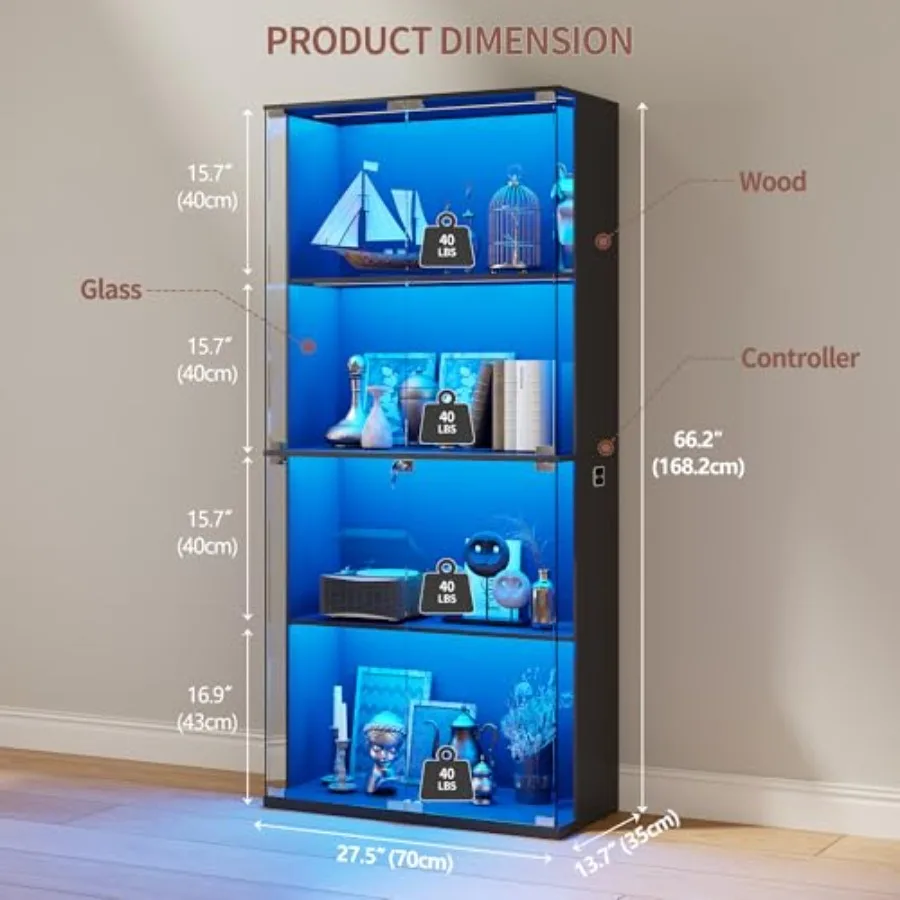 Lemari pajangan kaca dengan ku - Lighting ulasan dan harga