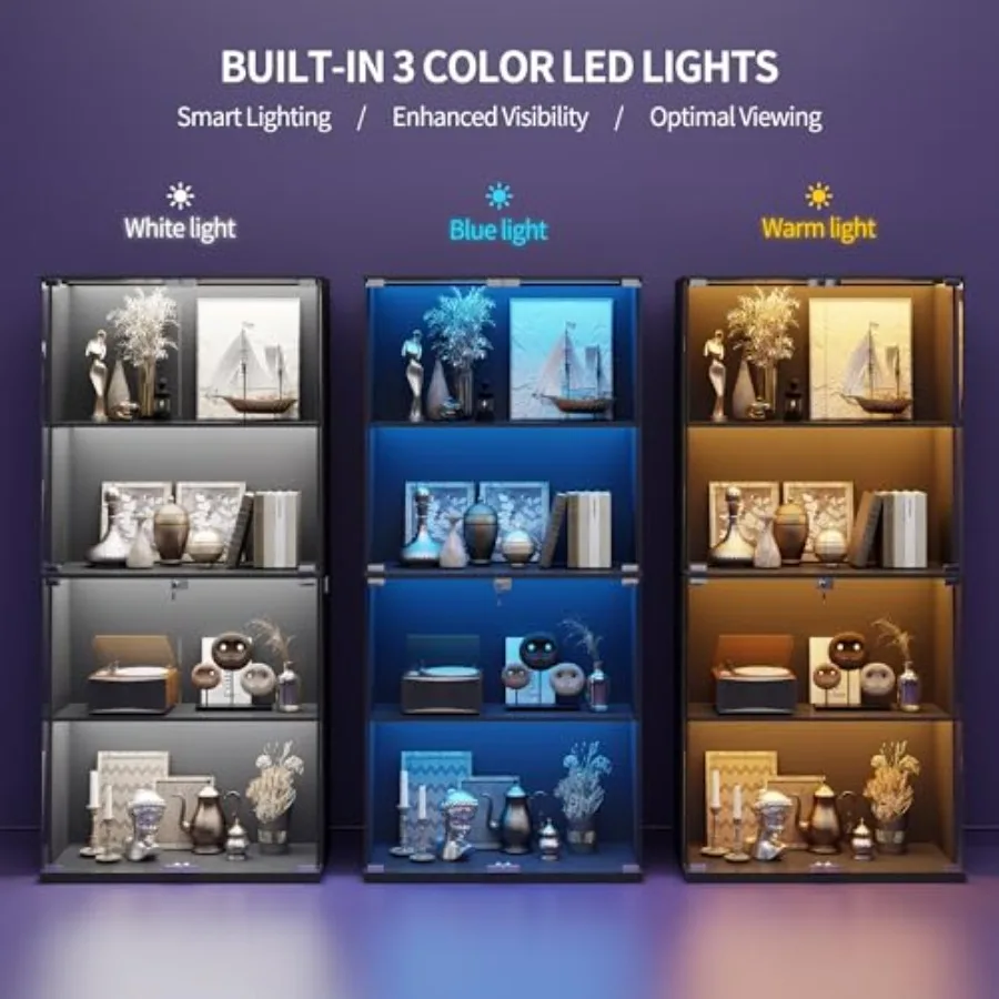 Lemari pajangan kaca dengan ku - Lighting ulasan dan harga