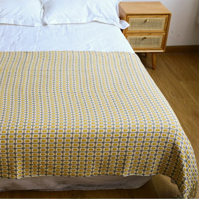 Selimut Rajut Jacquard Motif G - Boho Throw Blanket Fringe ulasan dan harga