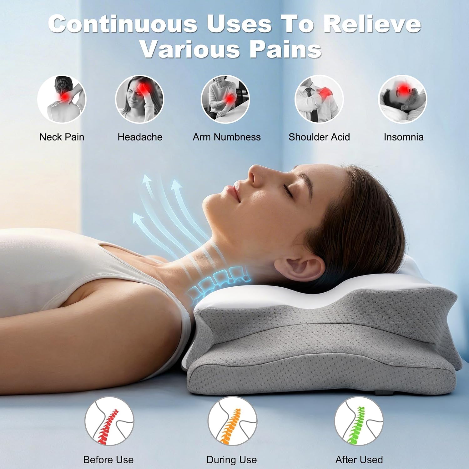 Bantal Leher Serviks untuk Mer - Memory Foam Orthopedic Pillow Neck Pain ulasan dan harga