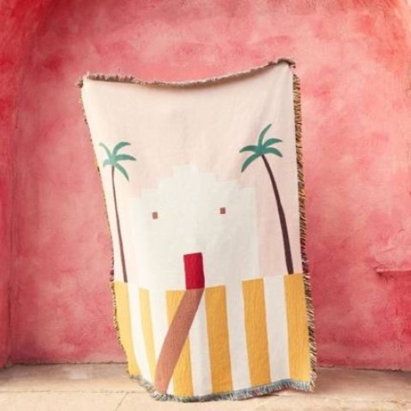 Selimut Lempar Pastel Pink Des - Boho Throw Blanket Fringe ulasan dan harga