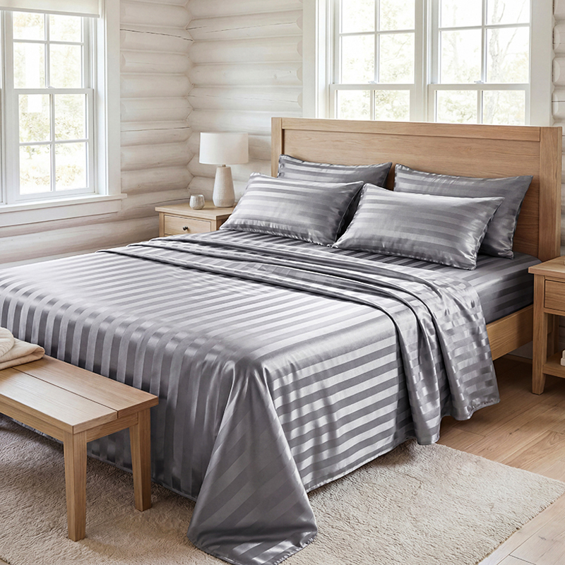 Set Sprei Satin Bergaris Anti  - Fitted Bed Sheets Deep Pocket ulasan dan harga