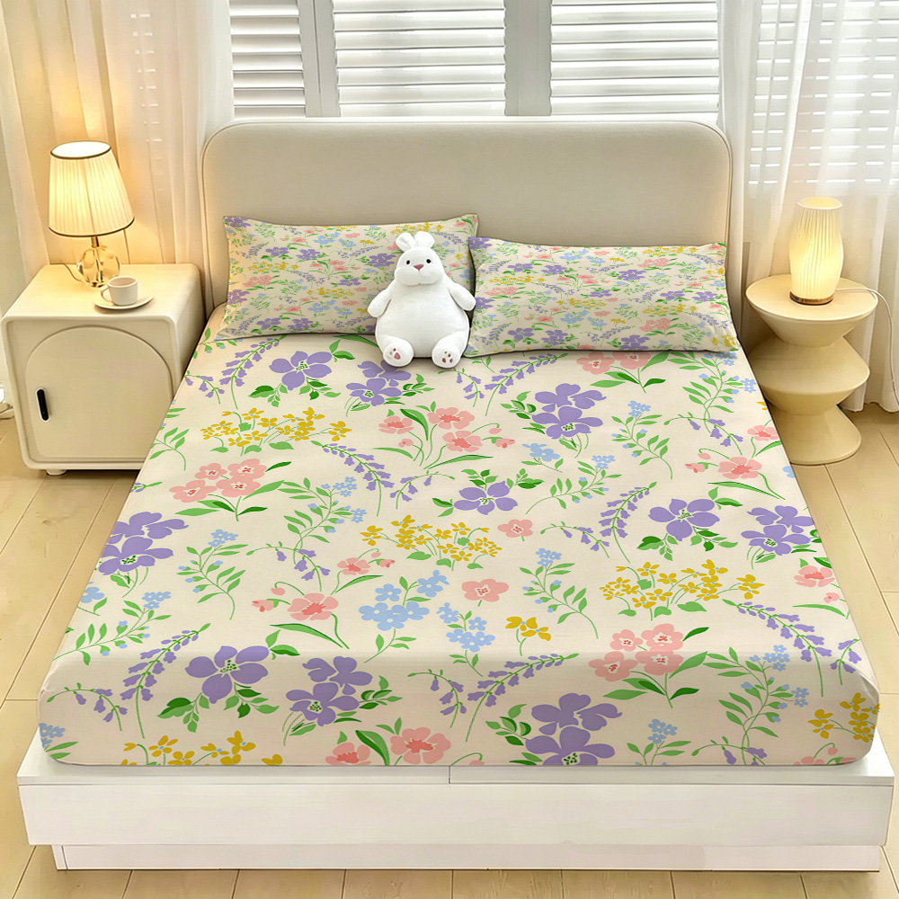 Set Sprei 3 Potong Motif Bunga - Fitted Bed Sheets Deep Pocket ulasan dan harga
