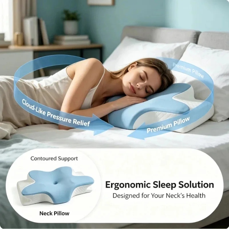 Bantal Tidur Cervical Memory F - Memory Foam Orthopedic Pillow Neck Pain ulasan dan harga