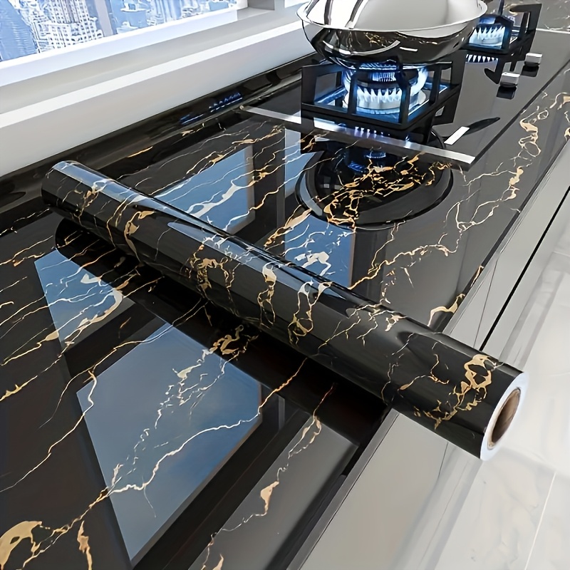 1pc Wallpaper Marmer Hitam Mew - Kitchen ulasan dan harga